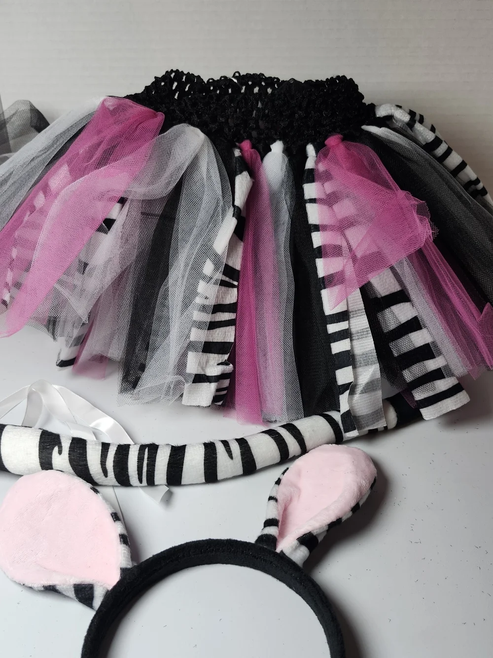 Pink, Black & White Zebra Tutu Costume Set for Kids